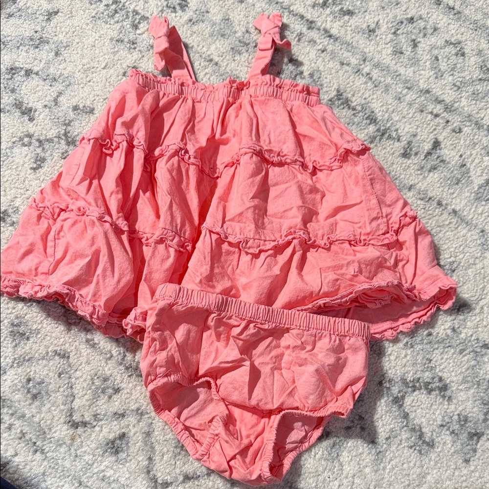 Baby Gap Pink Ruffled Baby Dress and Bloomers Set